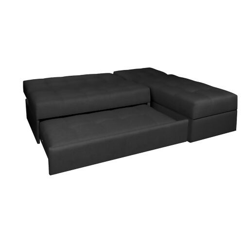 SOFA CAMA ANGELA EN L CON BRAZOS TELA NEGRO