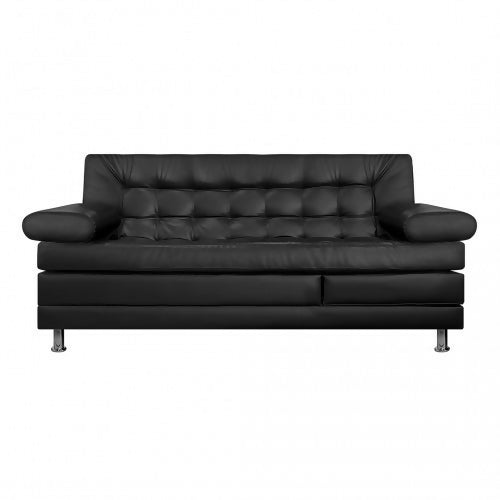 SOFA CAMA MULTIFUNCIONAL EURO 2 PUESTOS CON BRAZOS CUERO SINTÉTICO NEGRO