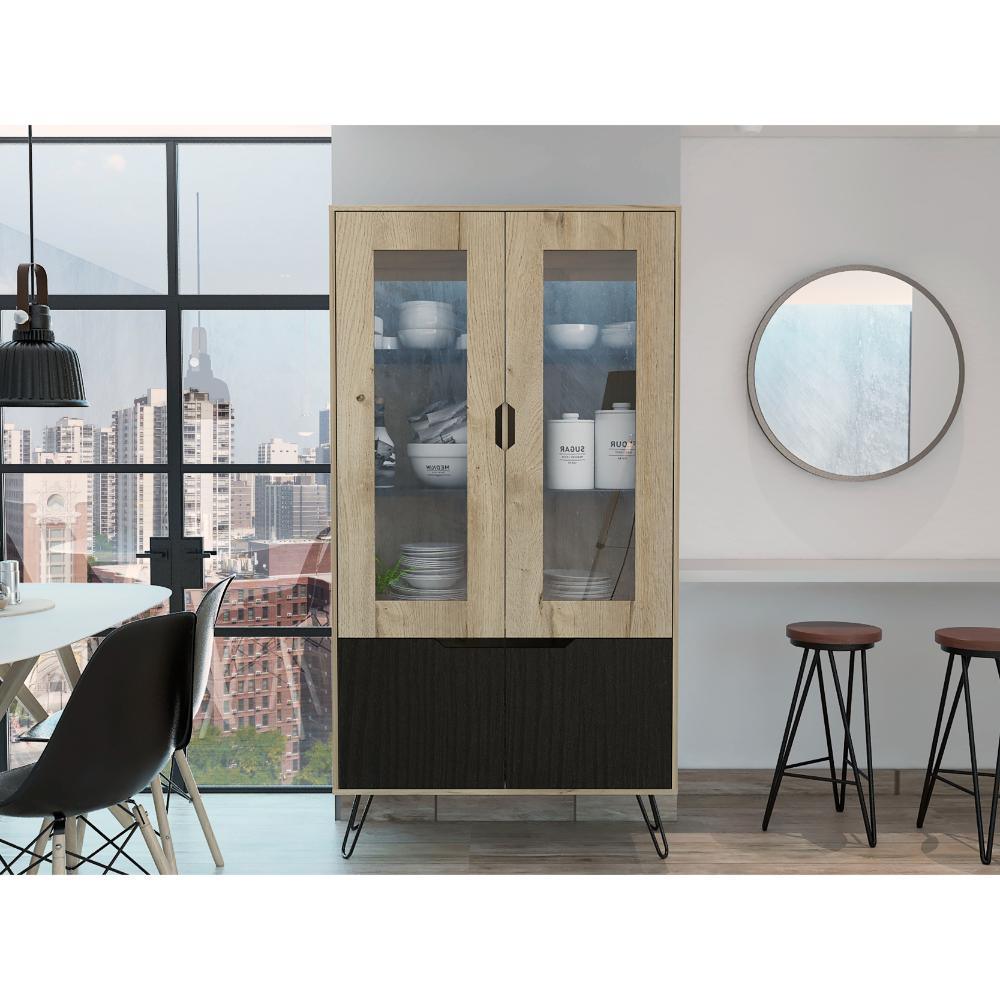 ALACENA ASTEN, CAFÉ CLARO Y WENGUE, CON ESPACIOS PARA ALMACENAR OBJETOS