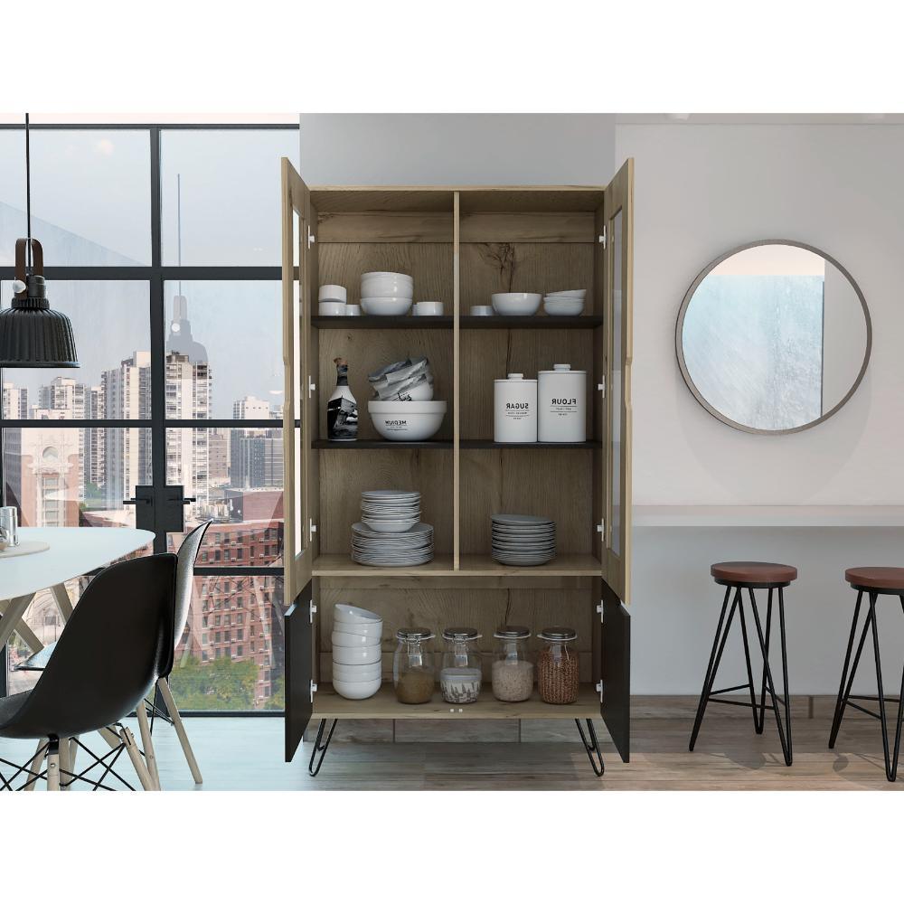 ALACENA ASTEN, CAFÉ CLARO Y WENGUE, CON ESPACIOS PARA ALMACENAR OBJETOS