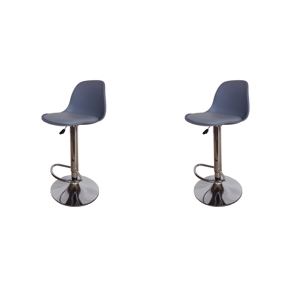 KIT DE DOS SILLAS BAR NAPOLES, GRIS, BASE METAL CROMADO
