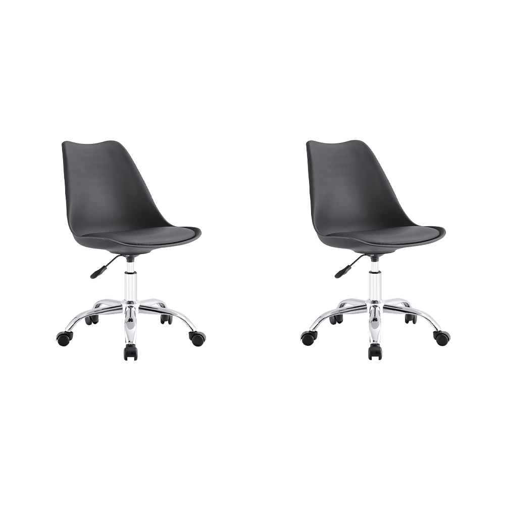 KIT DE DOS SILLAS DE ESCRITORIO JETIX, NEGRO, GIRATORIA Y ACOLCHADA CON BASE METÁLICA