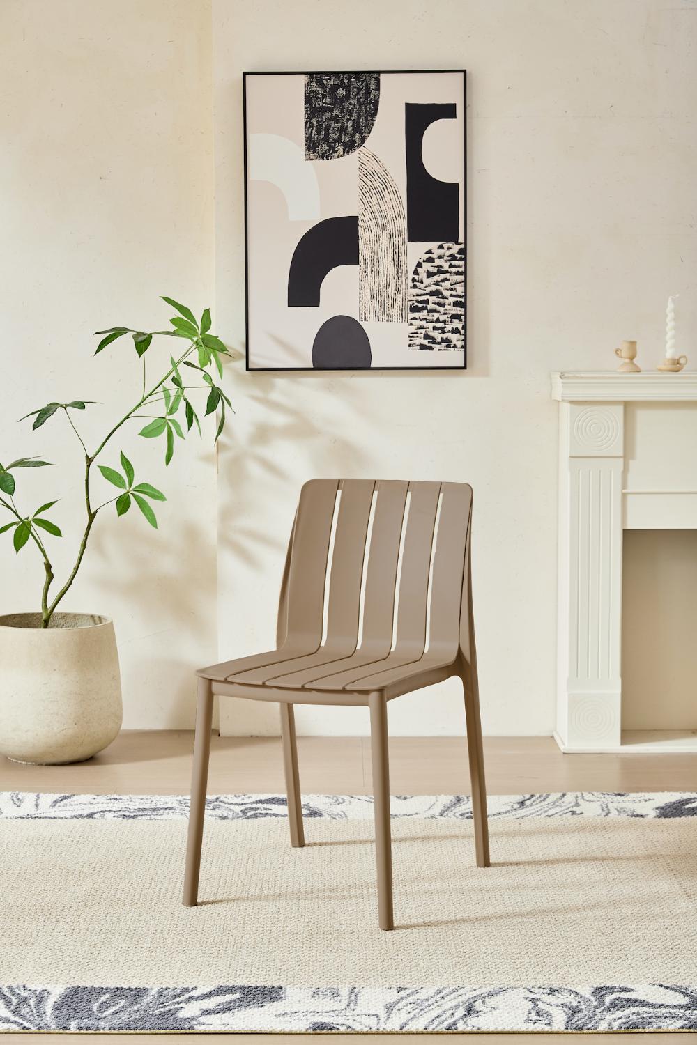 SILLA ALICE, COLOR TAUPE, CON ESPALDAR Y DISEÑO MINIMALISTA X2