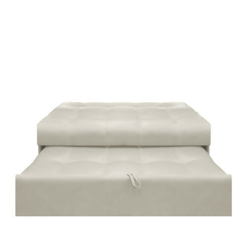SOFA CAMA ANGELA CON BRAZOS CUERO SINTÉTICO BEIGE