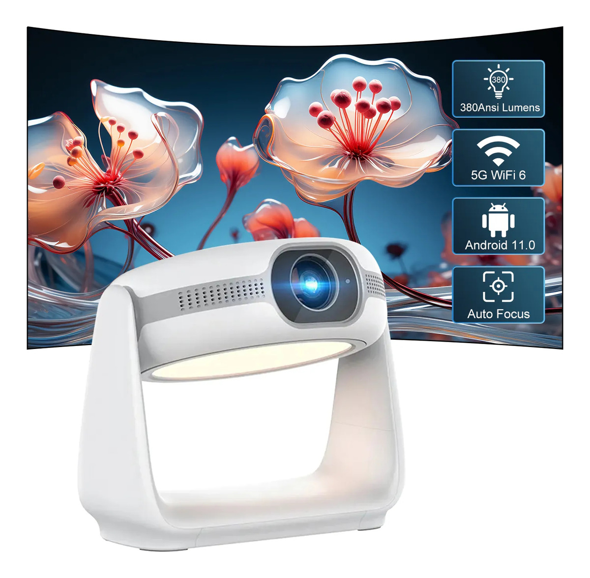 PROYECTOR VIDEO BEAM PORTÁTIL AUTO ENFOQUE 4K FULL HD WIFI