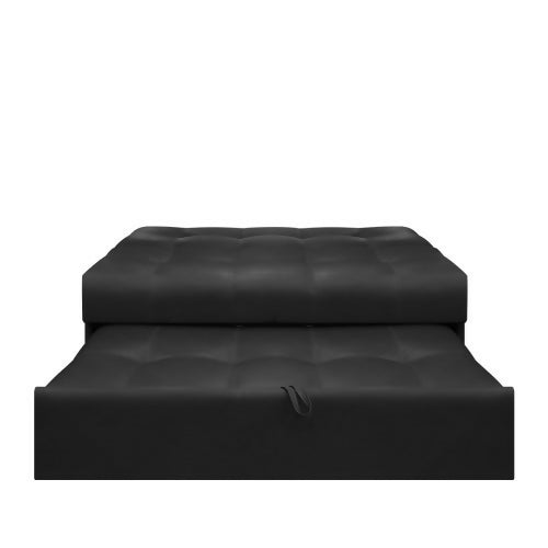 SOFA CAMA ANGELA CON BRAZOS CUERO SINTÉTICO NEGRO