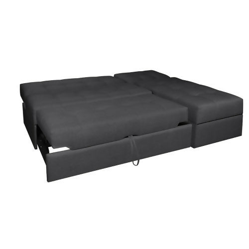 SOFA CAMA ANGELA EN L CON BRAZOS ANTIFLUIDOS GRIS OSCURO
