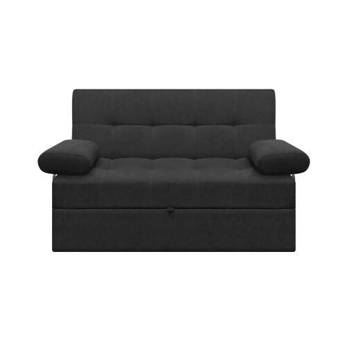 SOFA CAMA ANGELA CON BRAZOS TELA GRIS OSCURO