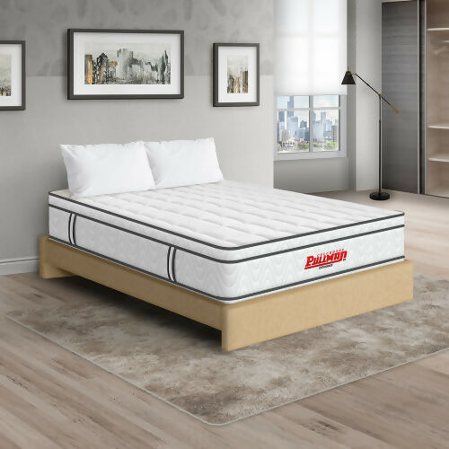 COLCHÓN ORTHOPACK EURO + BASE CAMA + ALMOHADA COLOR CLASICO TELA COLOR BEIGE 140X190 DOBLE