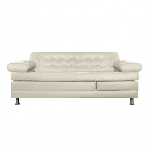SOFA CAMA MULTIFUNCIONAL EURO 2 PUESTOS CON BRAZOS CUERO SINTÉTICO BEIGE
