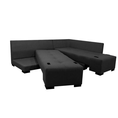 SOFA CAMA EN L STERIMBERG TELA GRIS OSCURO