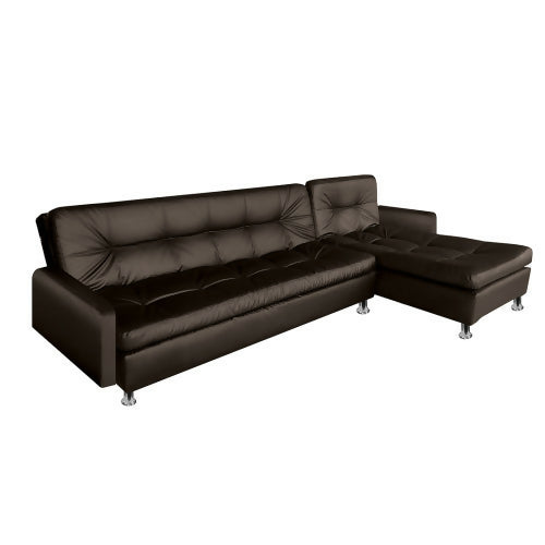 SOFA CAMA SOPHIE EN L CUERO SINTÉTICO CAFÉ