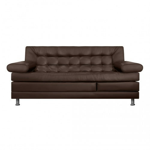 SOFA CAMA MULTIFUNCIONAL EURO 2 PUESTOS CON BRAZOS CUERO SINTÉTICO CAFÉ