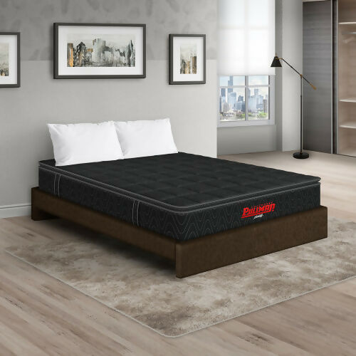 COLCHÓN ORTHOPACK BTU + BASE CAMA + ALMOHADA COLOR NEGRO TELA COLOR CAFE 120X190 SEMIDOBLE