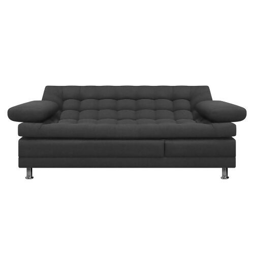 SOFA CAMA MULTIFUNCIONAL EURO 2 PUESTOS CON BRAZOS TELA GRIS OSCURO