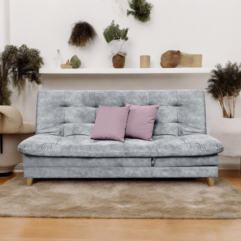 SOFÁ CAMA 5 POSICIONES AGASSI 95X185X60 TELA GRIS - INCLUYE COJINES