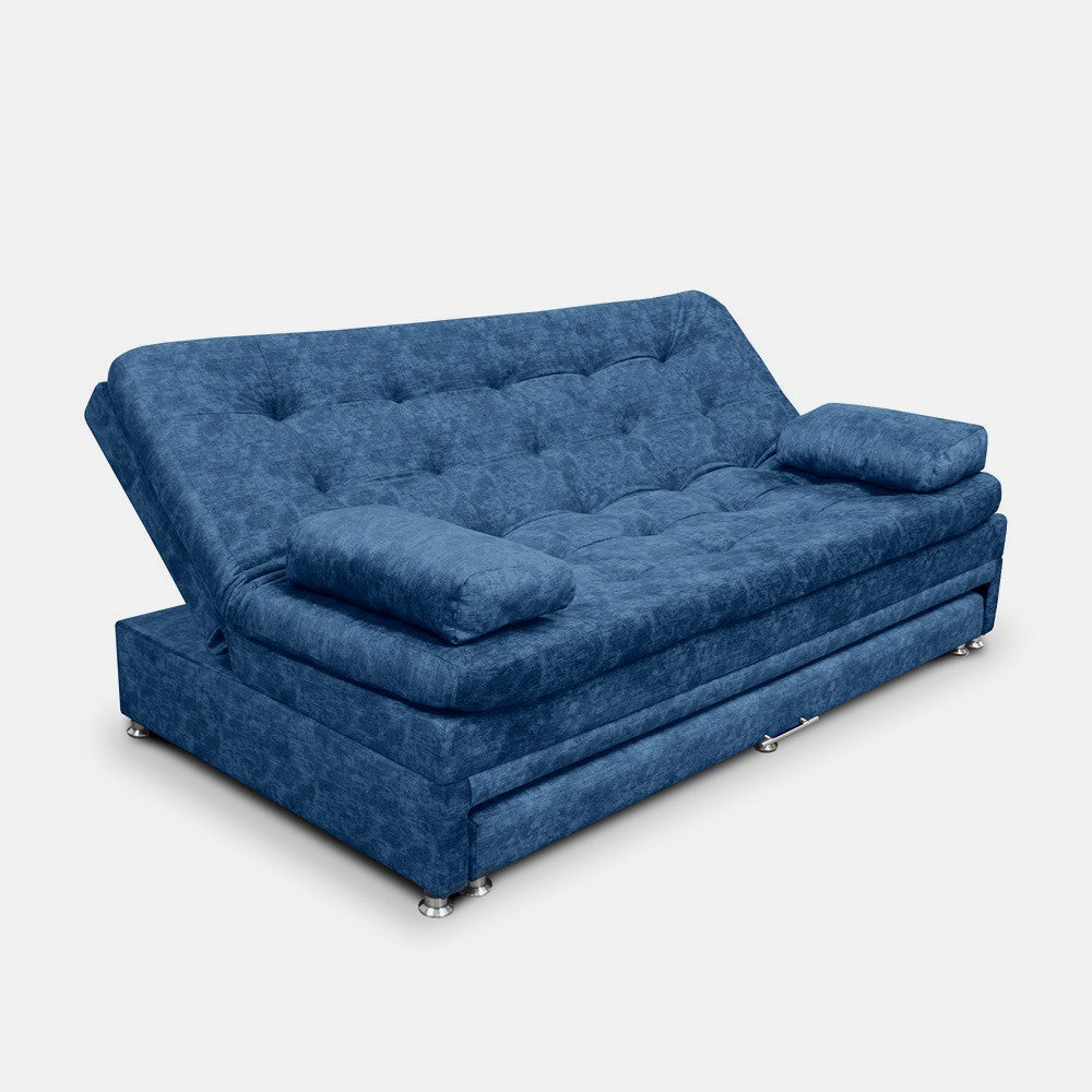 SOFÁ CAMA NIDO OLSEN 95X190X60 TELA AZUL INCLUYE COJINES