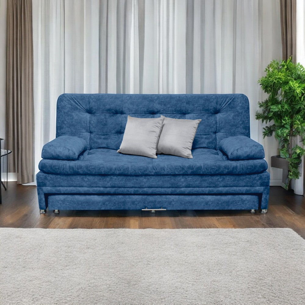 SOFÁ CAMA NIDO OLSEN 95X190X60 TELA AZUL INCLUYE COJINES