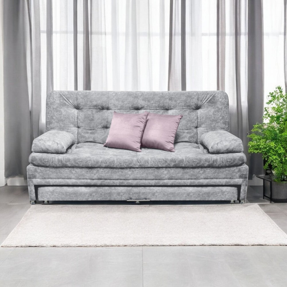 SOFÁ CAMA NIDO OLSEN 95X190X60 TELA GRIS INCLUYE COJINES