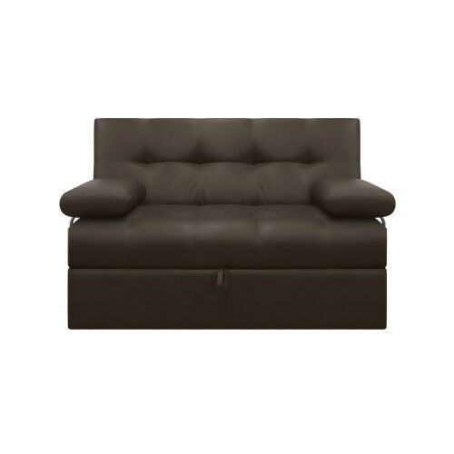 SOFA CAMA ANGELA CON BRAZOS CUERO SINTÉTICO CAFÉ