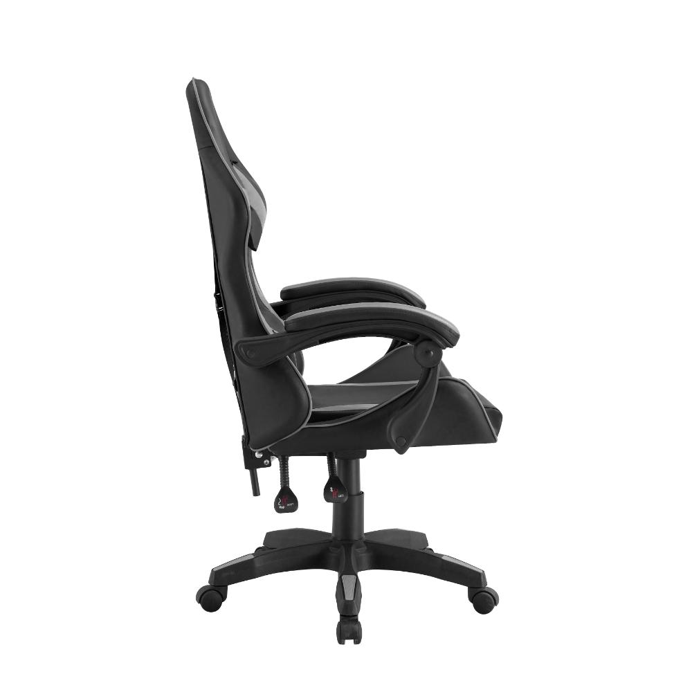 SILLA GAMER YEKSON, NEGRO Y GRIS, CON CÓMODO ESPALDAR Y RODACHINES