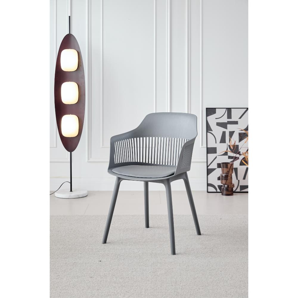 SILLA CON COJIN MAX, COLOR GRIS OSCURO, CON ESPALDAR Y COJÍN