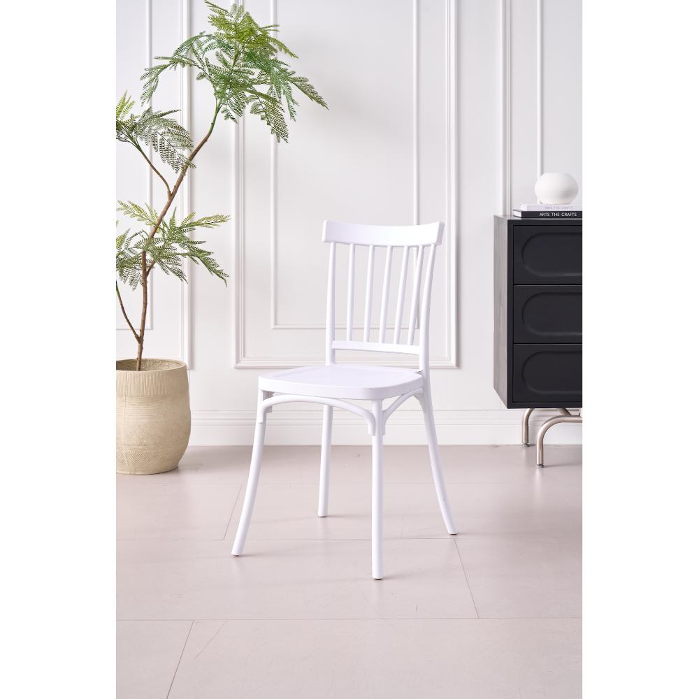 SILLA CLAUS, COLOR BLANCO, CON ESPALDAR Y DISEÑO MINIMALISTA X4