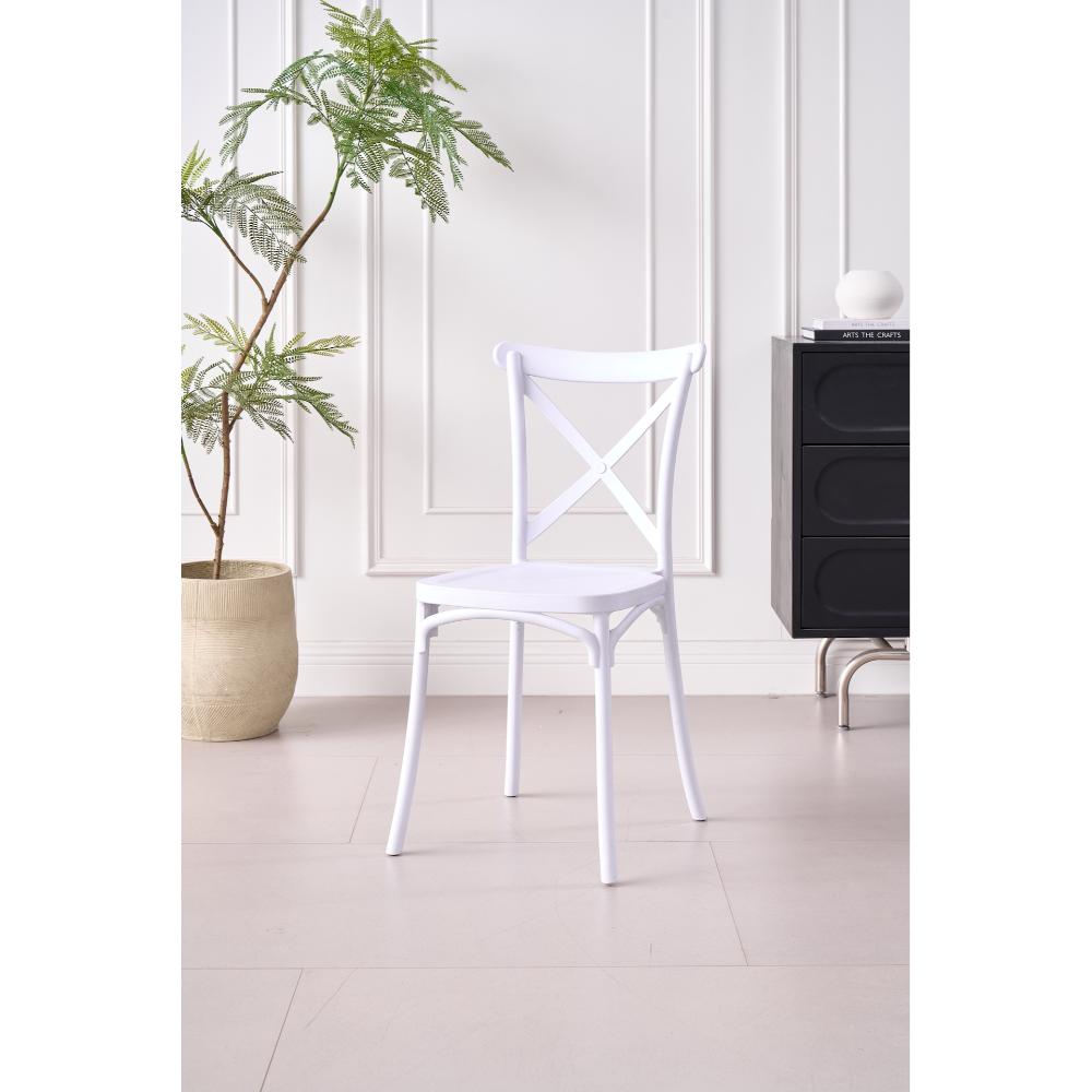SILLA BETANY, COLOR BLANCO, CON ESPALDAR Y DISEÑO MINIMALISTA