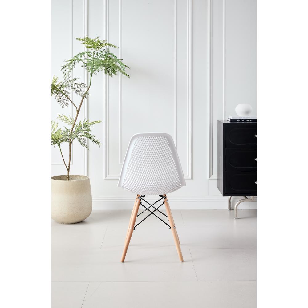 SILLA MARCUS, COLOR BLANCO, CON ESPALDAR Y PATAS EN MADERA