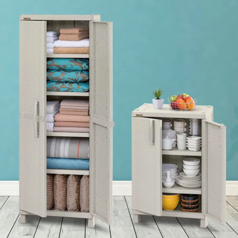 Combo Cocina Rattan (Armario Grande + Armario Mediano) Taupe
