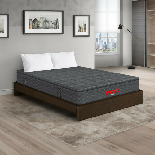 COLCHÓN ORTHOPACK BTU + BASE CAMA + ALMOHADA COLOR GRIS TELA COLOR CAFE 160X190 QUEEN