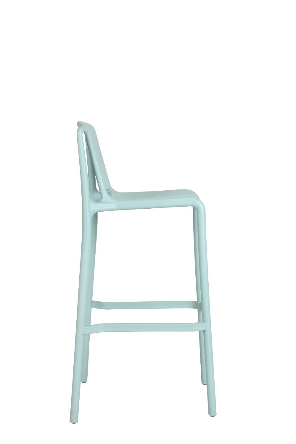 Silla para Bar Sovalla, Color Azul claro, Con espaldar redondo transpirable y diseño minimalista