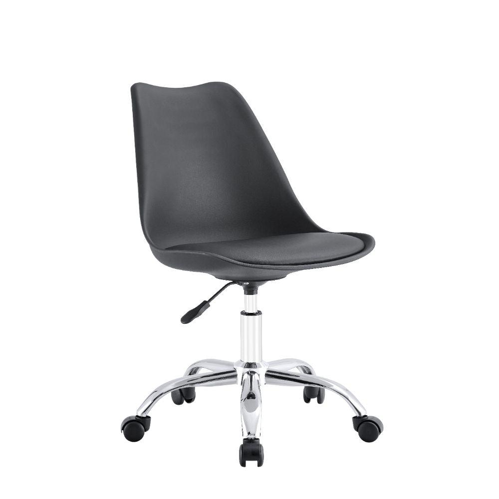 SILLA DE ESCRITORIO JETIX, NEGRO, GIRATORIA Y ACOLCHADA CON BASE METÁLICA