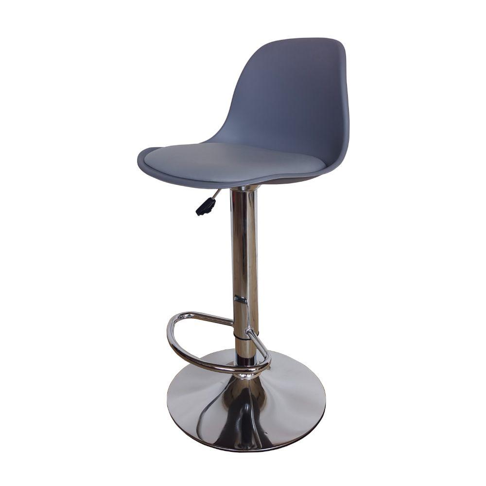 KIT DE DOS SILLAS BAR NAPOLES, GRIS, BASE METAL CROMADO