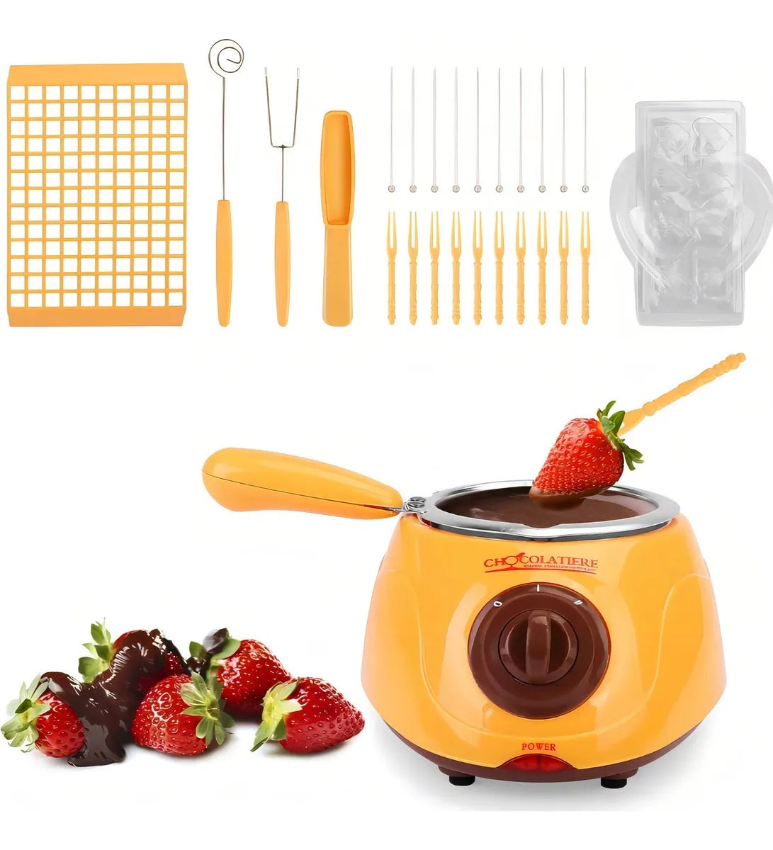 MAQUINA OLLA FUNDIDORA PARA DERRETIR CHOCOLATE COLOR AMARILLO