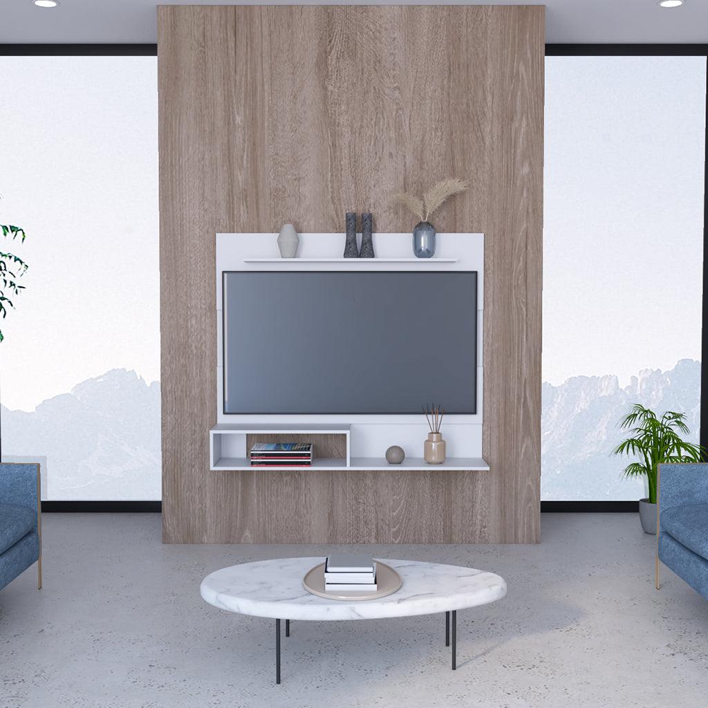 MUEBLE MULTIUSOS ASCHER, BLANCO, CON ESPACIO PARA TELEVISOR DE HASTA 55 PULGADAS