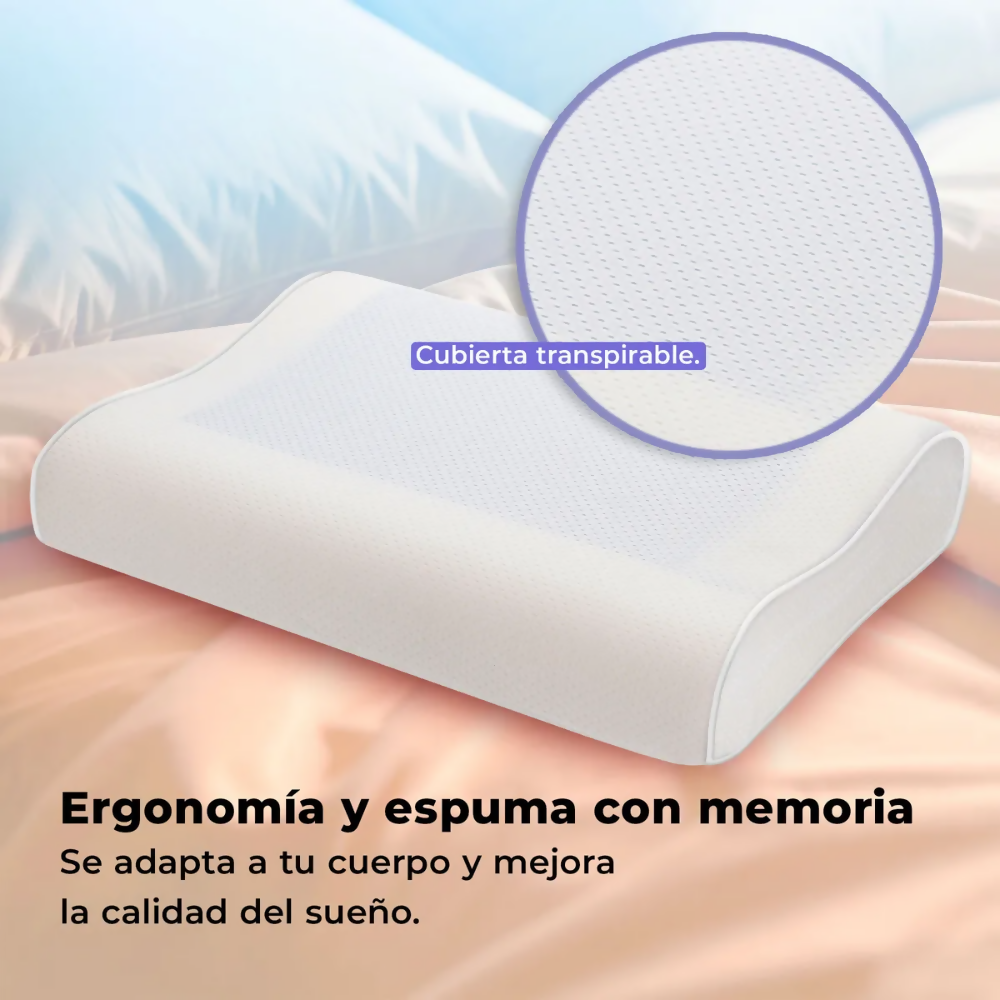 ALMOHADA ORTOPÉDICA CON MEMORIA Y GEL REFRESCANTE ENERGY PLUS 60X40CM ERGONÓMICA ANTIÁCAROS HIPOALERGÉNICA FUNDA LAVABLE IDEAL PARA DOLORES DE CUELLO Y MEJORAR EL SUEÑO.