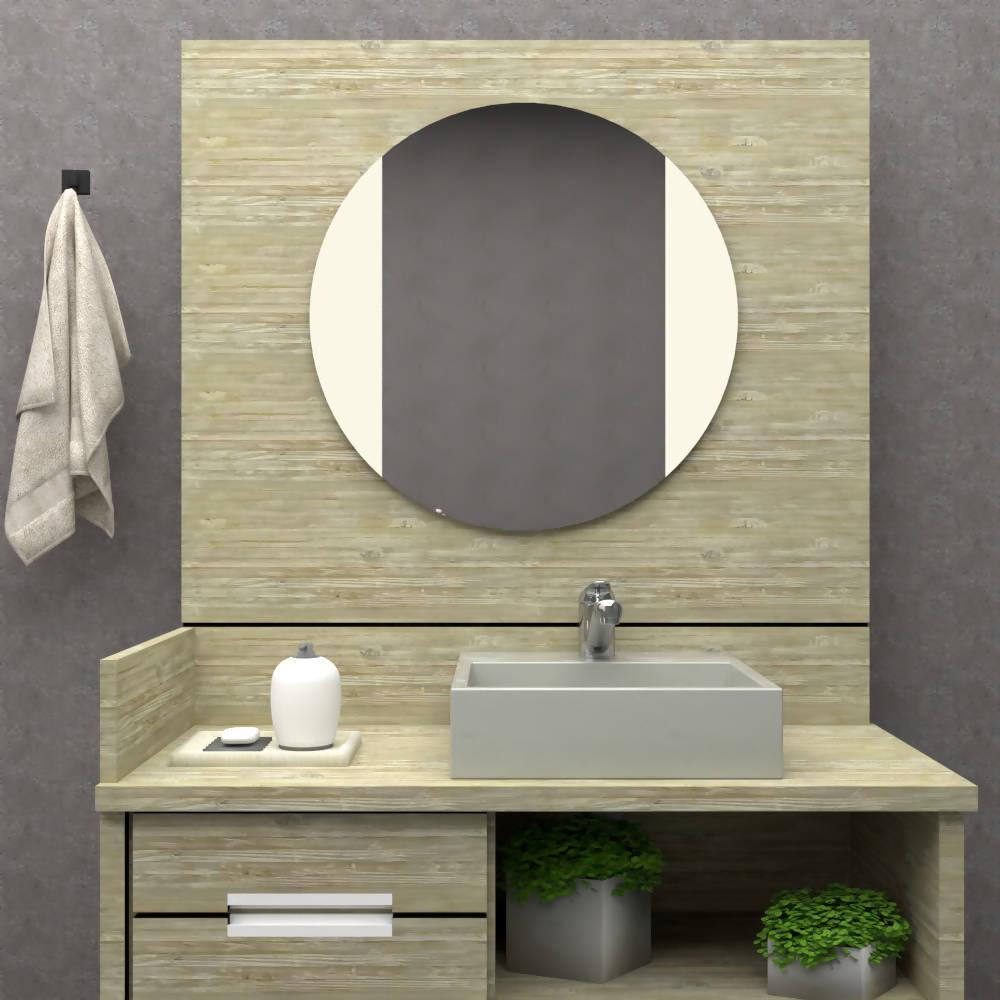 ESPEJO CIRCULAR LUCCA, GRIS, CON DISEÑO EN SANDBLASTING