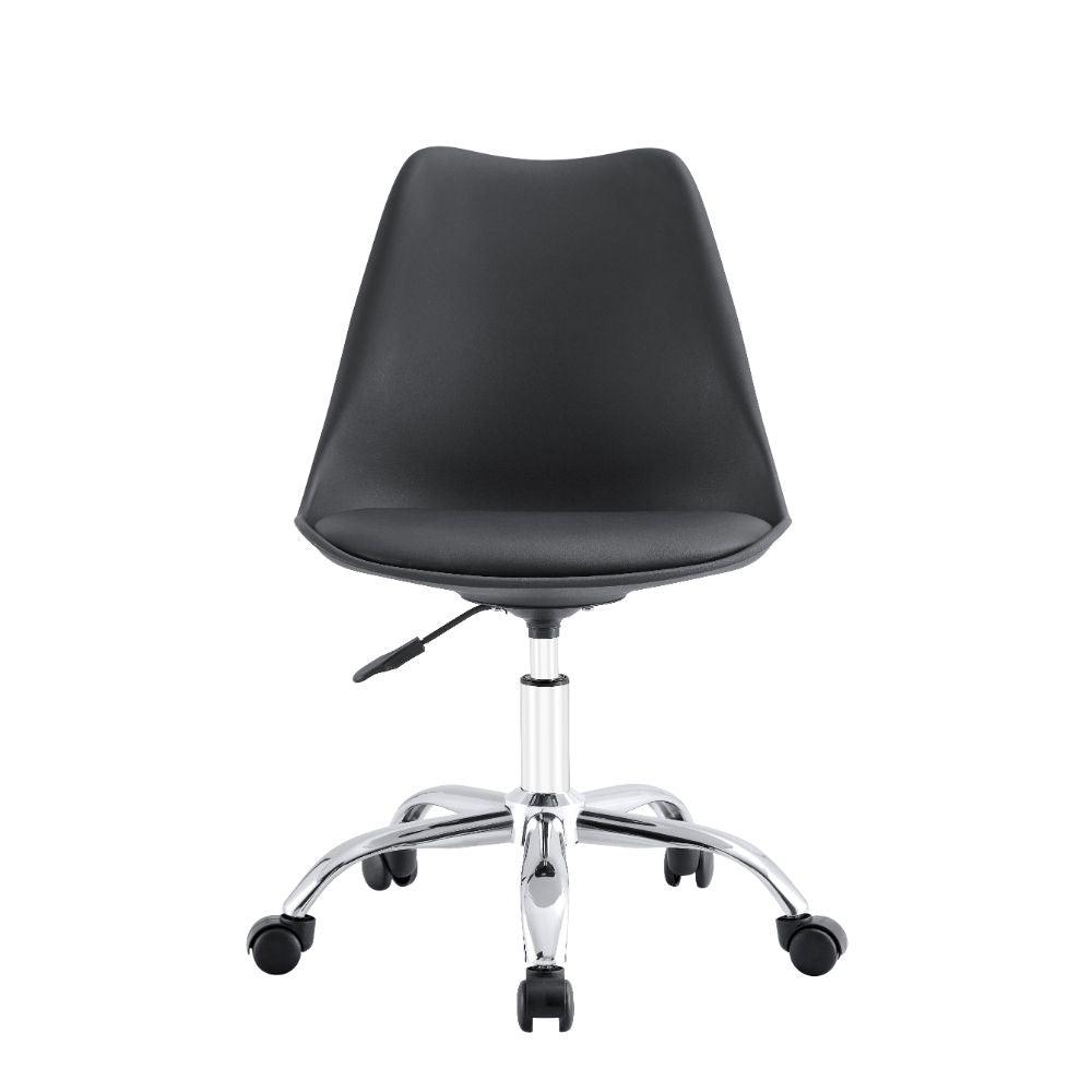 KIT DE CUATRO SILLAS DE ESCRITORIO JETIX, NEGRO, GIRATORIA Y ACOLCHADA CON BASE METÁLICA