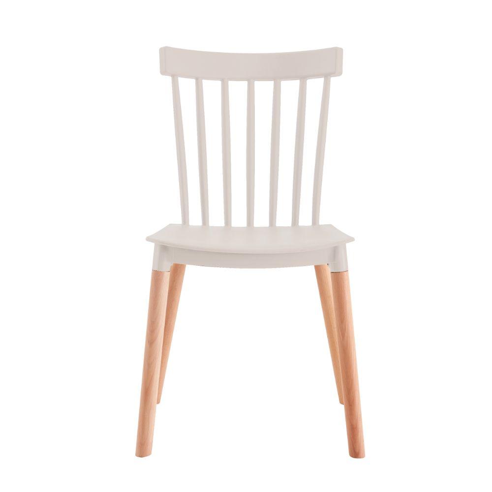 KIT DE DOS SILLAS JEICOB, BLANCO Y CAFÉ CLARO, CÓMODO ASIENTO Y PATAS EN MADERA