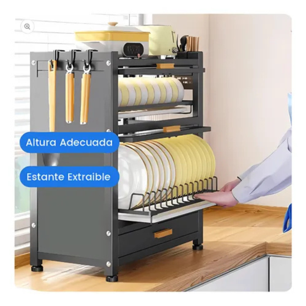 PLATERO ESCURRIDOR PLATOS GABINETE COCINA ORGANIZADOR CAJÓN