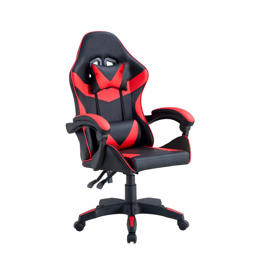 SILLA GAMER YEKSON, NEGRO Y ROJO, CON CÓMODO ESPALDAR Y RODACHINES