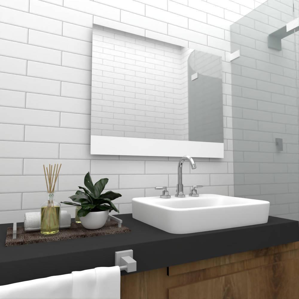 ESPEJO RECTANGULAR PALERMO, GRIS, CON DISEÑO EN SANDBLASTING