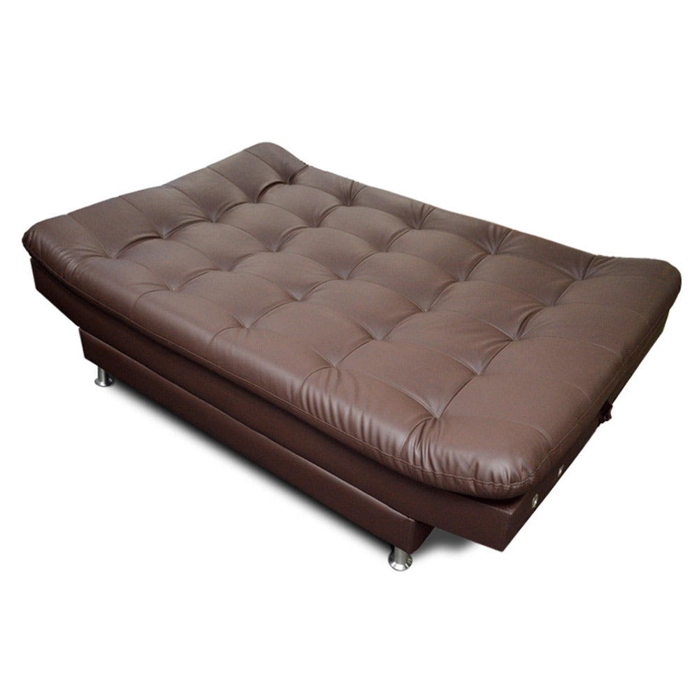 SOFÁ CAMA CARVALLO 3 POSICIONES TIPO CUERO CAFÉ