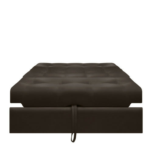SOFA CAMA ANGELA CON BRAZOS CUERO SINTÉTICO CAFÉ
