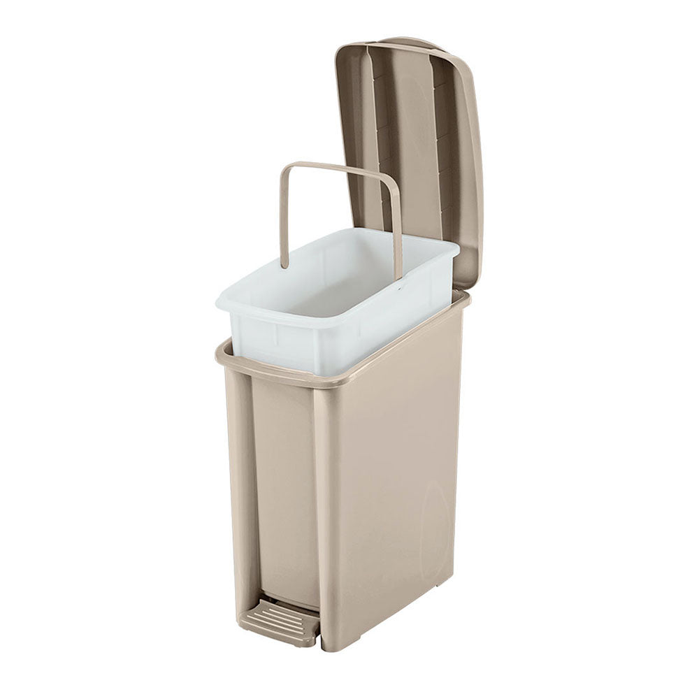 Basurero Pedal Delgado 10 Litros Taupe