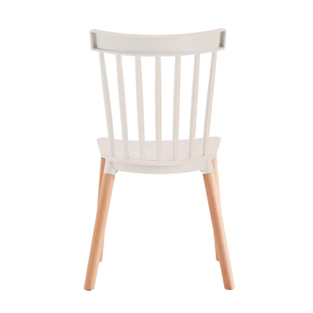 KIT DE CUATRO SILLAS JEICOB, BLANCO Y CAFÉ CLARO, CÓMODO ASIENTO Y PATAS EN MADERA