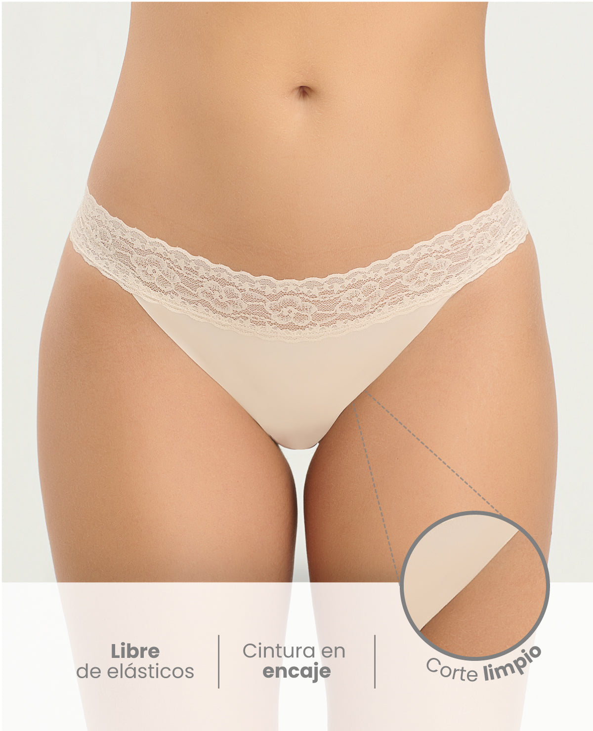 PANTY SEMIDESCADERADO | CINTURA EN ENCAJE