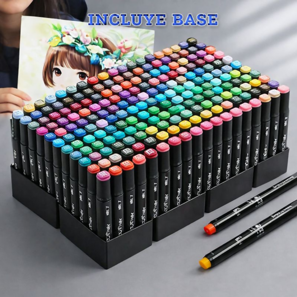 CAJA DE MARCADORES PLUMONES DOBLE PUNTA DE 262 PIEZAS