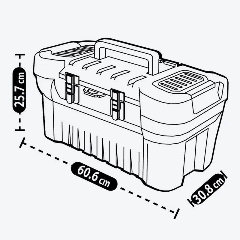 Caja Herramientas 24" Cerradura Plástica Negro